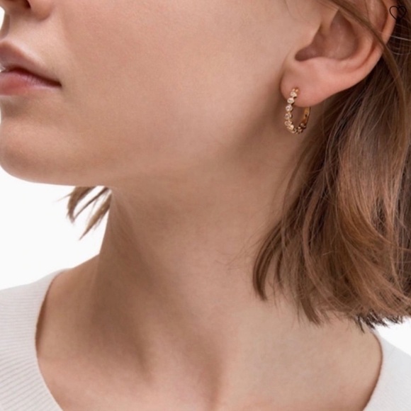 KATE SPADE • Light Amethyst Purple Full Circle Hoop Huggies Gold Earrings - Picture 2 of 5